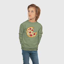 Свитшот хлопковый детский Пицца парная, цвет: авокадо — фото 2