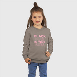 Свитшот хлопковый детский Black Pink in youe area, цвет: утренний латте — фото 2