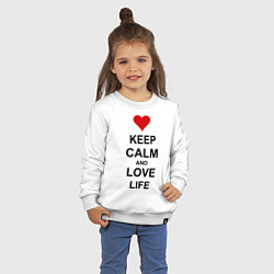 Свитшот хлопковый детский Keep Calm & Love Life, цвет: белый — фото 2