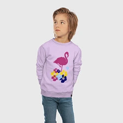 Свитшот хлопковый детский Фиолетовый фламинго, цвет: лаванда — фото 2