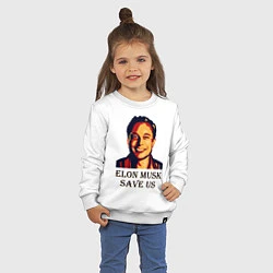 Свитшот хлопковый детский Elon Musk: Save Us, цвет: белый — фото 2