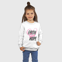Свитшот хлопковый детский Faith Love Hope, цвет: белый — фото 2