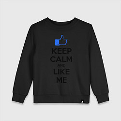 Свитшот хлопковый детский Keep Calm & Like Me, цвет: черный