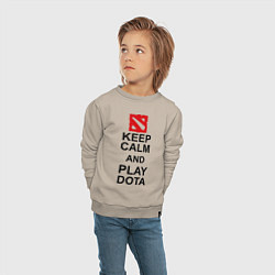 Свитшот хлопковый детский Keep Calm & Play Dota, цвет: миндальный — фото 2