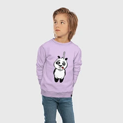 Свитшот хлопковый детский Панда повесилась, цвет: лаванда — фото 2