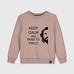 Свитшот хлопковый детский Keep Calm & Pass To Pirlo, цвет: пыльно-розовый