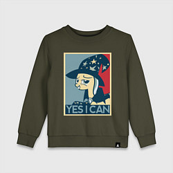Свитшот хлопковый детский MLP: Yes I Can, цвет: хаки