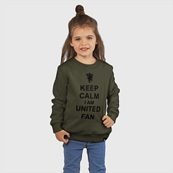 Свитшот хлопковый детский Keep Calm & United fan, цвет: хаки — фото 2
