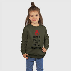 Свитшот хлопковый детский Keep Calm & Hala Madrid, цвет: хаки — фото 2