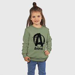 Свитшот хлопковый детский Animal Logo, цвет: авокадо — фото 2