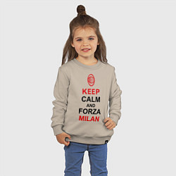 Свитшот хлопковый детский Keep Calm & Forza Milan, цвет: миндальный — фото 2