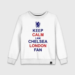 Свитшот хлопковый детский Keep Calm & Chelsea London fan, цвет: белый