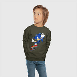 Свитшот хлопковый детский Sonic, цвет: хаки — фото 2