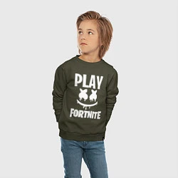 Свитшот хлопковый детский Marshmello: Play Fortnite, цвет: хаки — фото 2