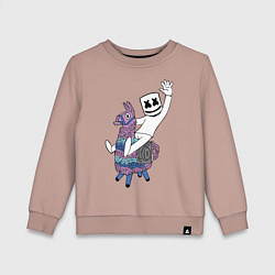 Свитшот хлопковый детский Marshmello x Llama, цвет: пыльно-розовый