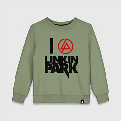 Свитшот хлопковый детский I love Linkin Park, цвет: авокадо
