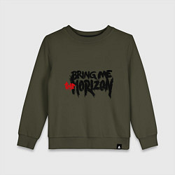 Свитшот хлопковый детский Bring me the horizon, цвет: хаки