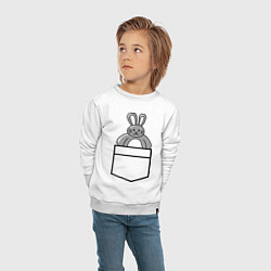 Свитшот хлопковый детский Зайчик в кармашке, цвет: белый — фото 2
