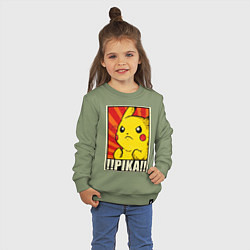 Свитшот хлопковый детский Pikachu: Pika Pika, цвет: авокадо — фото 2
