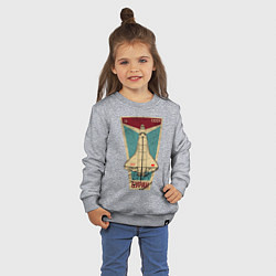 Свитшот хлопковый детский Буран космический корабль СССР, цвет: меланж — фото 2