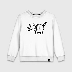 Свитшот хлопковый детский Рисунок кота, цвет: белый