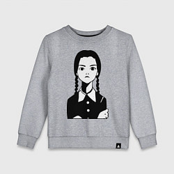 Свитшот хлопковый детский Wednesday Addams, цвет: меланж