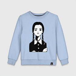 Свитшот хлопковый детский Wednesday Addams, цвет: мягкое небо