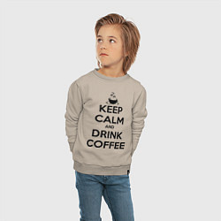 Свитшот хлопковый детский Keep Calm & Drink Coffee, цвет: миндальный — фото 2