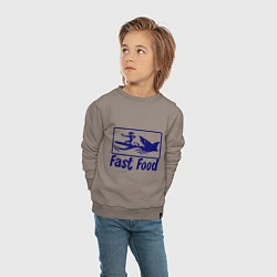 Свитшот хлопковый детский Shark fast food, цвет: утренний латте — фото 2