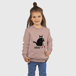 Свитшот хлопковый детский What cat, цвет: пыльно-розовый — фото 2