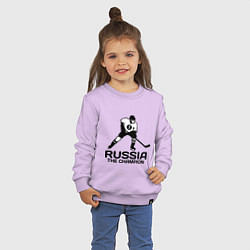 Свитшот хлопковый детский Russia: Hockey Champion, цвет: лаванда — фото 2