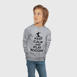 Свитшот хлопковый детский Keep Calm & Play Soccer, цвет: меланж — фото 2