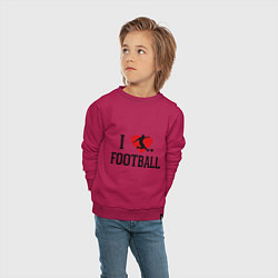 Свитшот хлопковый детский I love football, цвет: маджента — фото 2