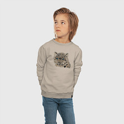 Свитшот хлопковый детский Metallized Snow Leopard, цвет: миндальный — фото 2