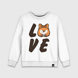 Свитшот хлопковый детский Love Corgi, цвет: белый