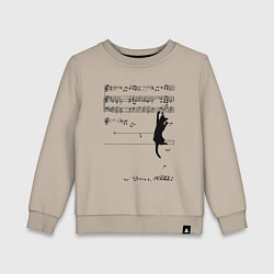 Свитшот хлопковый детский Music cat, цвет: миндальный