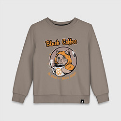 Свитшот хлопковый детский Black Coffee Cat, цвет: утренний латте