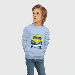 Свитшот хлопковый детский Я люблю вас Yellow-blue bus, цвет: мягкое небо — фото 2