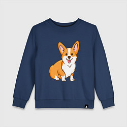 Свитшот хлопковый детский Корги, цвет: тёмно-синий