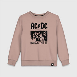 Свитшот хлопковый детский ACDC highway to hell, цвет: пыльно-розовый