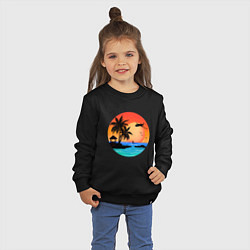 Свитшот хлопковый детский Закат на море, цвет: черный — фото 2