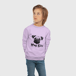 Свитшот хлопковый детский Pug life, цвет: лаванда — фото 2
