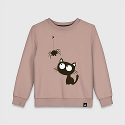 Свитшот хлопковый детский Котик и паучек, цвет: пыльно-розовый