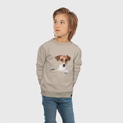 Свитшот хлопковый детский Собака, цвет: миндальный — фото 2