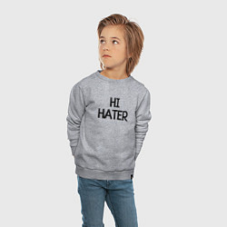 Свитшот хлопковый детский HI HATER BYE HATER, цвет: меланж — фото 2