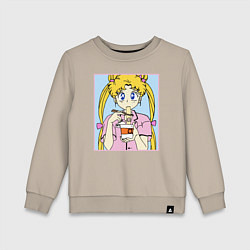 Свитшот хлопковый детский Sailor Moon Usagi Tsukino, цвет: миндальный