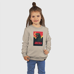 Свитшот хлопковый детский Godzilla, цвет: миндальный — фото 2