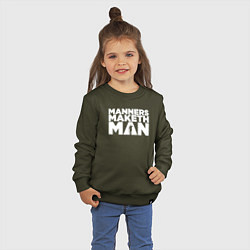 Свитшот хлопковый детский Manners maketh man, цвет: хаки — фото 2