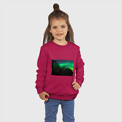 Свитшот хлопковый детский Северное сияние, цвет: маджента — фото 2