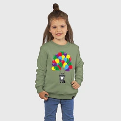 Свитшот хлопковый детский Енот с шариками, цвет: авокадо — фото 2